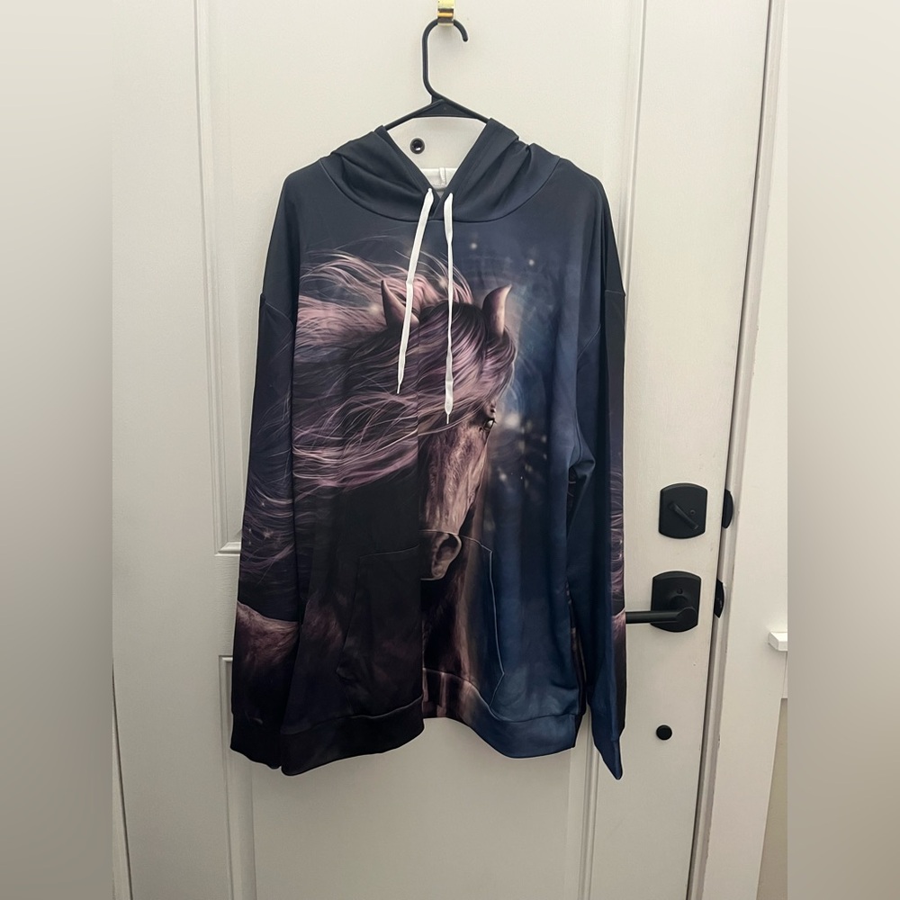 MEN's HORSE PRINT HOODIE / SWEATSHIRT, size XXL NWOT